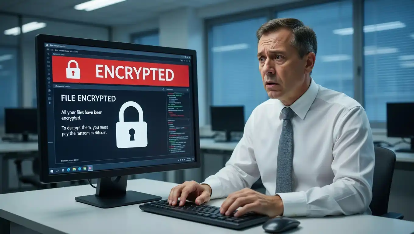 ilustratie atac ransomware care blocheaza sistemele unei companii
