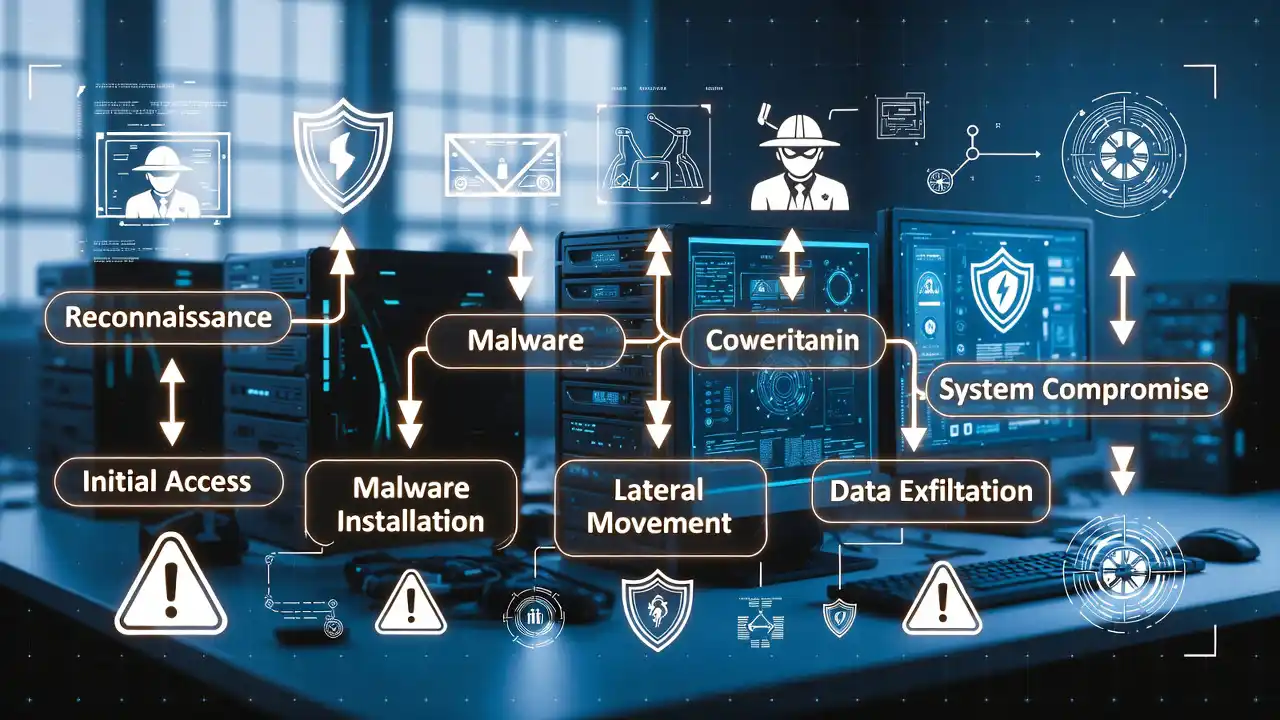 diagrama etape atac cibernetic asupra unei companii